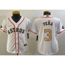 Youth Houston Astros #3 Jeremy Pena White 2023 Gold Collection Cool Base Jersey