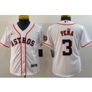 Youth Houston Astros #3 Jeremy Pena White Team Logo Cool Base Jersey