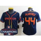 Youth Houston Astros #44 Yordan Alvarez Navy City 2022 World Series Champions Cool Base Jersey