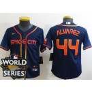Youth Houston Astros #44 Yordan Alvarez Navy City 2022 World Series Cool Base Jersey