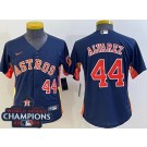 Youth Houston Astros #44 Yordan Alvarez Navy Player Number Team Logo 2022 World Series Champions Cool Base Jersey