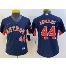 Youth Houston Astros #44 Yordan Alvarez Navy Player Number Team Logo Cool Base Jersey
