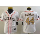 Youth Houston Astros #44 Yordan Alvarez White 2023 Gold Collection Cool Base Jersey