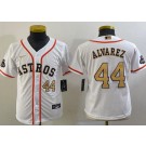 Youth Houston Astros #44 Yordan Alvarez White 2023 Gold Collection Player Number Cool Base Jersey