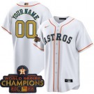 Youth Houston Astros Customized White 2023 Gold Collection Cool Base Jersey