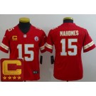 Youth Kansas City Chiefs #15 Patrick Mahomes II Limited Red C Patch Vapor Jersey
