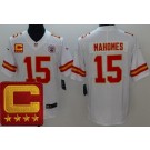 Youth Kansas City Chiefs #15 Patrick Mahomes II Limited White 2022 Captain Patch Vapor Jersey