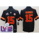 Youth Kansas City Chiefs #15 Patrick Mahomes Limited Black LVIII Super Bowl Vapor Jersey