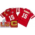 Youth Kansas City Chiefs #15 Patrick Mahomes Limited Red C Patch Super Bowl LIX FUSE Vapor Jersey