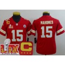 Youth Kansas City Chiefs #15 Patrick Mahomes Limited Red C Patch Super Bowl LIX Vapor Jersey