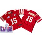 Youth Kansas City Chiefs #15 Patrick Mahomes Limited Red LVIII Super Bowl FUSE Vapor Jersey