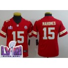 Youth Kansas City Chiefs #15 Patrick Mahomes Limited Red LVIII Super Bowl Vapor Jersey