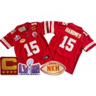 Youth Kansas City Chiefs #15 Patrick Mahomes Limited Red NKH C Patch LVIII Super Bowl FUSE Vapor Jersey
