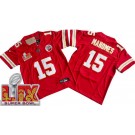 Youth Kansas City Chiefs #15 Patrick Mahomes Limited Red Super Bowl LIX FUSE Vapor Jersey