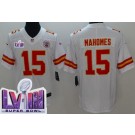 Youth Kansas City Chiefs #15 Patrick Mahomes Limited White LVIII Super Bowl Vapor Jersey
