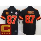 Youth Kansas City Chiefs #87 Travis Kelce Limited Black C Patch Vapor Jersey