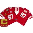 Youth Kansas City Chiefs #87 Travis Kelce Limited Red C Patch FUSE Vapor Jersey