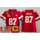 Youth Kansas City Chiefs #87 Travis Kelce Limited Red C Patch Super Bowl LIX Vapor Jersey
