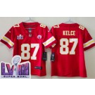 Youth Kansas City Chiefs #87 Travis Kelce Limited Red LVIII Super Bowl Vapor Jersey