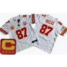 Youth Kansas City Chiefs #87 Travis Kelce Limited White C Patch FUSE Vapor Jersey