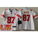 Youth Kansas City Chiefs #87 Travis Kelce Limited White Super Bowl LIX Vapor Jersey