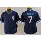 Youth Kansas City Royals #7 Bobby Witt Jr Navy City Connect Cool Base Jersey