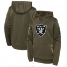 Youth Las Vegas Raiders Olive 2022 Salute To Service Performance Pullover Hoodie