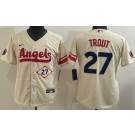 Youth Los Angeles Angels #27 Mike Trout Cream Player Number 2022 City Connect Cool Base Jersey