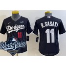 Youth Los Angeles Dodgers #11 Roki Sasaki Black 2025 World Series Limited Jersey