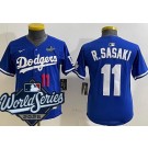 Youth Los Angeles Dodgers #11 Roki Sasaki Blue 2025 World Series Limited Jersey