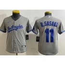Youth Los Angeles Dodgers #11 Roki Sasaki Gray Alternate Team Logo Cool Base Jersey