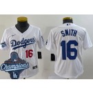 Youth Los Angeles Dodgers #16 Will Smith White 2025 World Series Champions Limited Jersey