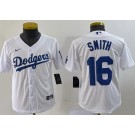 Youth Los Angeles Dodgers #16 Will Smith White Team Logo Cool Base Jersey
