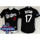 Youth Los Angeles Dodgers #17 Shohei Ohtani Black 2024 World Series Champions Limited Jersey