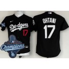 Youth Los Angeles Dodgers #17 Shohei Ohtani Black 2025 World Series Champions Cool Base Jersey