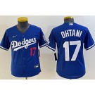 Youth Los Angeles Dodgers #17 Shohei Ohtani Blue Player Number Cool Base Jersey