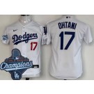 Youth Los Angeles Dodgers #17 Shohei Ohtani White 2025 World Series Champions Limited Jersey