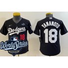 Youth Los Angeles Dodgers #18 Yoshinobu Yamamoto Black 2025 World Series Limited Jersey