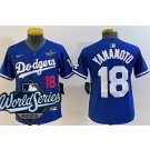 Youth Los Angeles Dodgers #18 Yoshinobu Yamamoto Blue 2025 World Series Limited Jersey