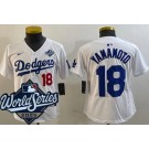 Youth Los Angeles Dodgers #18 Yoshinobu Yamamoto White 2025 World Series Limited Jersey