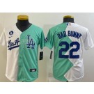 Youth Los Angeles Dodgers #22 Bad Bunny White Green 2022 Celebrity Softball Game Cool Base Jersey