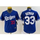 Youth Los Angeles Dodgers #33 James Outman Blue Team Logo Player Number Cool Base Jersey