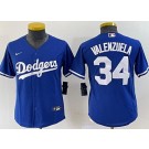 Youth Los Angeles Dodgers #34 Fernando Valenzuela Blue Cool Base Jersey