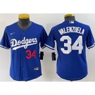 Youth Los Angeles Dodgers #34 Fernando Valenzuela Blue Player Number Cool Base Jersey