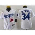Youth Los Angeles Dodgers #34 Fernando Valenzuela White Player Number Cool Base Jersey