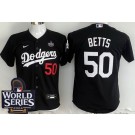 Youth Los Angeles Dodgers #50 Mookie Betts Black 2024 World Series Limited Jersey