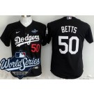 Youth Los Angeles Dodgers #50 Mookie Betts Black 2025 World Series Limited Jersey