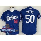 Youth Los Angeles Dodgers #50 Mookie Betts Blue 2024 World Series Champions Limited Jersey