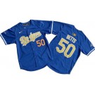 Youth Los Angeles Dodgers #50 Mookie Betts Blue 2025 Gold Collection Limited Jersey
