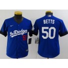 Youth Los Angeles Dodgers #50 Mookie Betts Blue Player Number 2021 City Cool Base Jersey